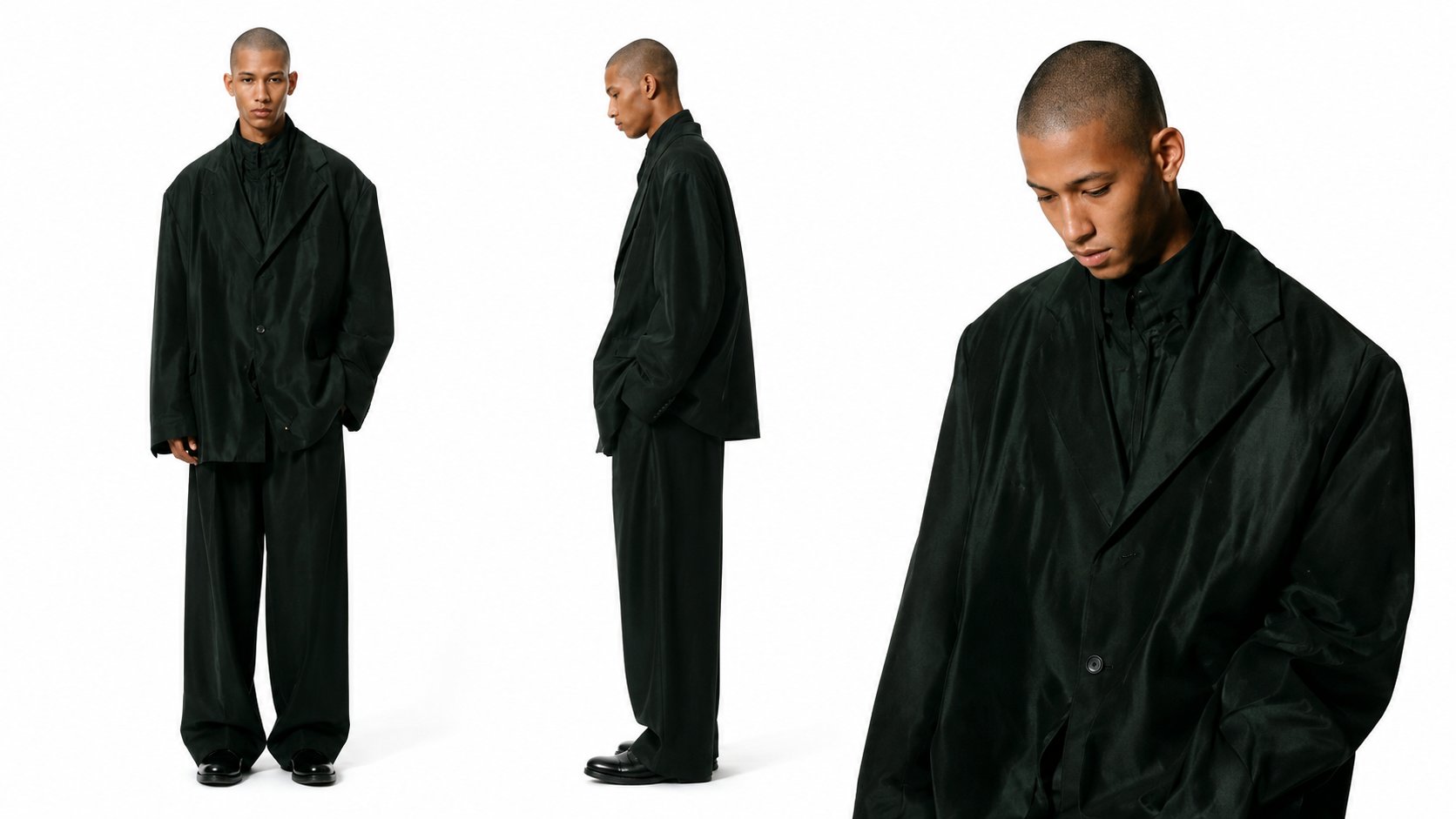 Male character reference sheet used to maintain identity and wardrobe across the action sequence.