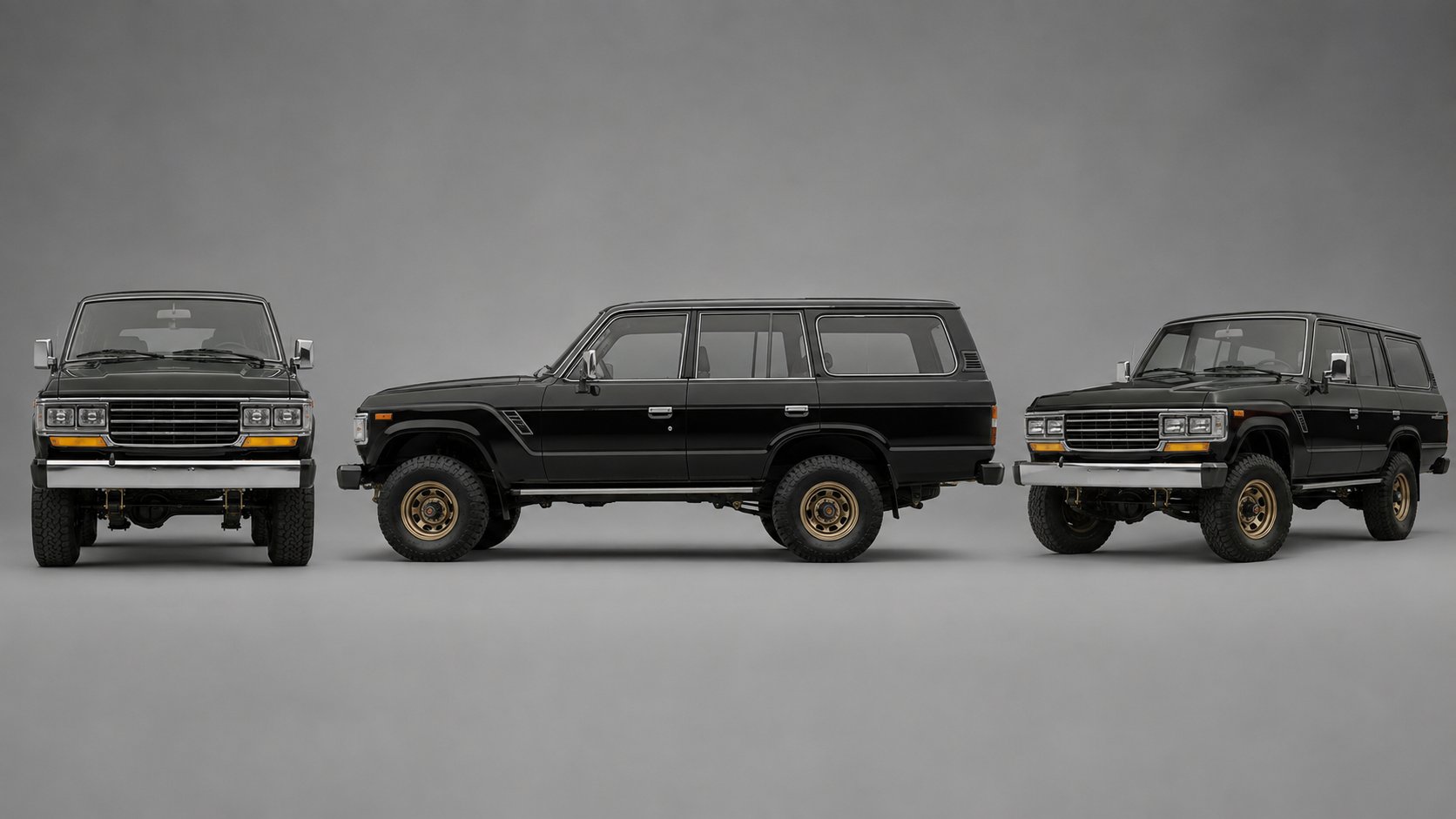 1990 Toyota Land Cruiser multi-angle vehicle reference sheet.